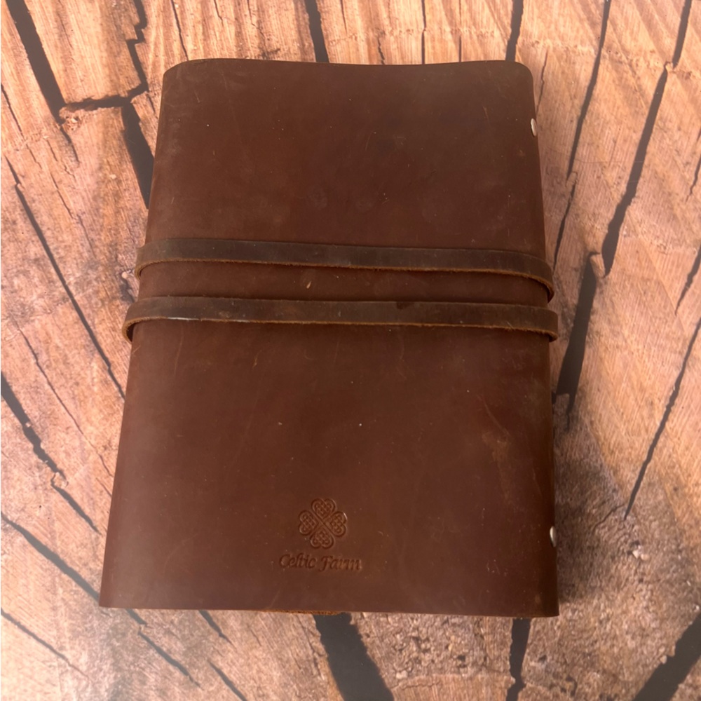 Celtic Farm Brown Leather Garden Journal Planner with Wrap Closure and Bookmark - Picture 2 of 8